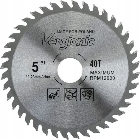 Lama per sega con punte in carburo per legno 125X 22.2 40T Vergionic (1/4)