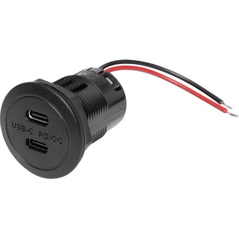 ProCar Power USB-C doppia presa PD/QC EV senza LED max 2x 30 watt Portata massima corrente=3 A 12 o 24 V/DC