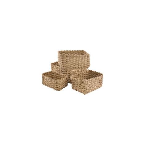 Lot de 4 Paniers de Tressés en Papier, Corbeilles Empilables Paniers et Boîtes de Rangement,pour Salle de Bain, Organisateur pour Jouets, Langes, Cosmétiques