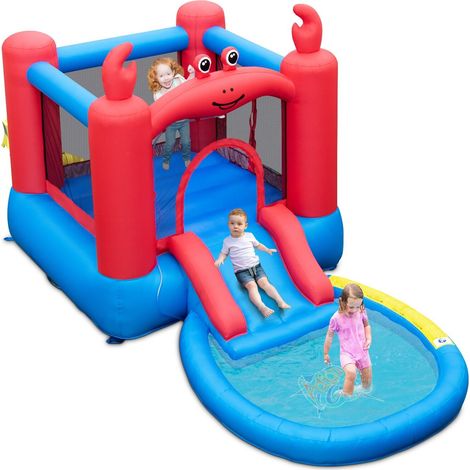 Kids Inflatable Bounce House Red Crab-themed Water Slide Park Bouncy Castle (1/5)