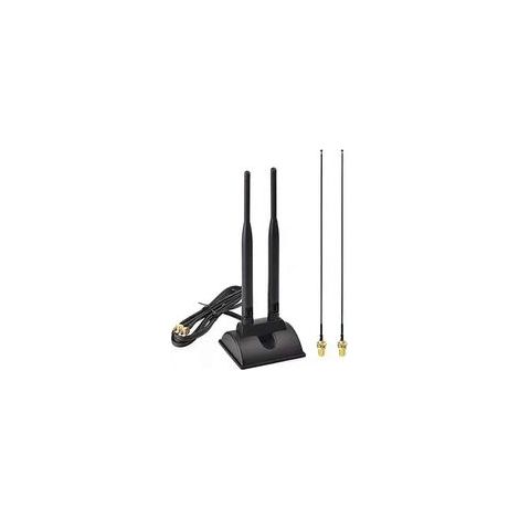 Antenne WiFi double bande 2,4/5,8 GHz avec câble d'extension et connecteur RP-SMA mâle pour adaptateur de carte réseau WiFi et routeur sans fil
