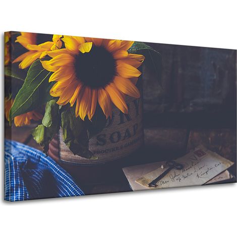Leinwanddruck Sonnenblumen Vintage 100x60