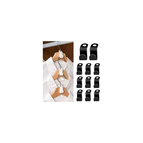 Paquet de 50 cintres, Gain de place dans l'armoire, Crochet pour cintre Blanc (1/5)