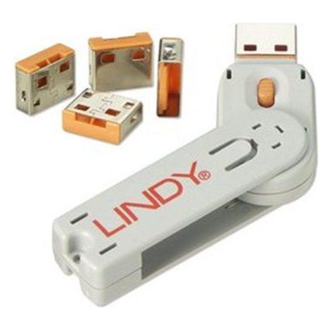 Lindy USB Port Blocker Pack 4 Orange, 40453 (1/2)