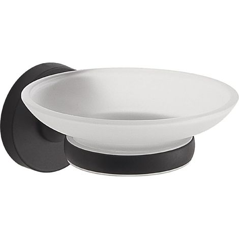 Porta sapone trafitto (in acciaio inox) (nero)) distributore di sapone a parete, titolare di archiviazione per il bagno (1/5)