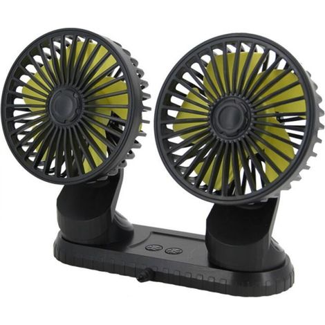 Ventilateur de voiture d'été 10W, alimenté par USB, multi-angle rotatif, double tête, 3 vitesses, ABS, accessoires de refroidissement de voiture