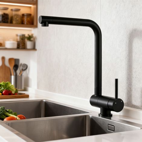 AICA Wasserhahn Faltbare 360° Drehbare Schwarz Küchenarmatur 304 Edelstahl Hochdruckfest Mischbatterie Spültischarmatur (1/5)