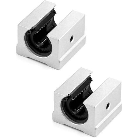 Lot de 4 Bloc Linéaire de Glissière à Roulement SBR16UU,en aluminium à roulement linéaire pour l'imprimante 3D d'arbre/tige de 16mm, machine de gravure,Rail et guide
