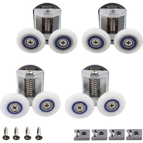 Roue Porte Douche, 4 Pièces Douche Douche Double Roues Porte, Roulette Porte Douche, Rouleau Cabine Douche Salle Bain, Peut Etre Utilisé pour Remplacer les Rouleaux Dans la Salle de Bain Familiale (1/5)