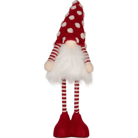Gnome de Noël Lumineux LED Décoration Intérieur et Extérieur Synthétique Rouge 8x12x56 cm - PANGIVO (1/5)