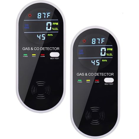 Lot de 2 Détecteurs 4-en-1 – Monoxyde de Carbone et Gaz Naturel – Prise Secteur – Alarme Propane Combustible – Écran HD – Double Capteur Haute Précision – Pour Maison, Cuisine, Camping-Car