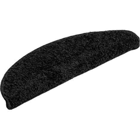 Tapis d'escalier 10 pièces 56 x 17 x 3 cm Noir Demi-rond vidaXL
