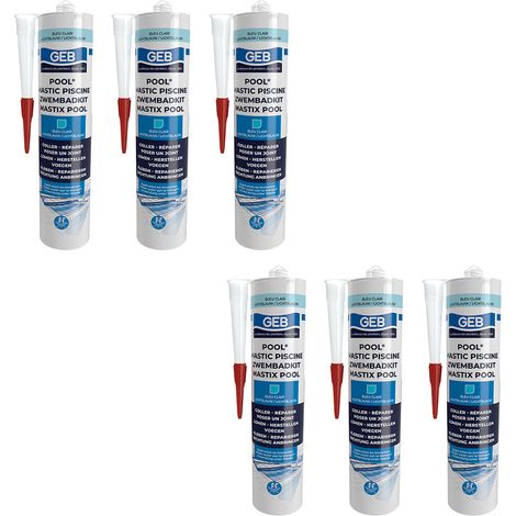 Lot de 6 Mastics piscine POOL qualité professionnelle BLEU 290 ml - GEB (1/2)