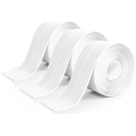 3-teilige Rolle weißes Silikon-Dichtmittel für Badezimmer, weißes Klebeband, Küchendichtungsband, auslaufsicher, geeignet für Badezimmer, Toiletten und viele andere Anwendungsbereiche (32 (1/5)