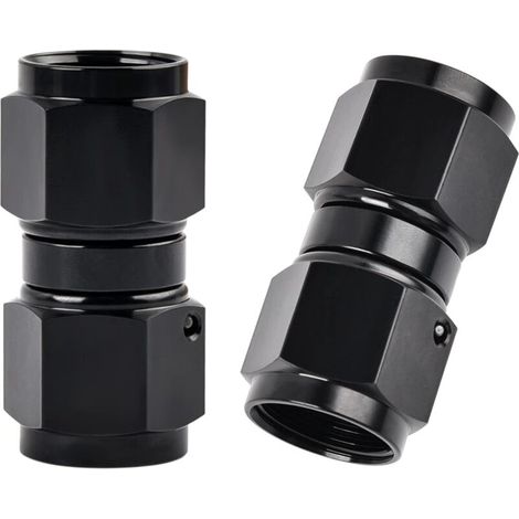 Adattatore di raccordo girevole dritto femmina 6AN-femmina 6AN in alluminio nero, 2 pezzi