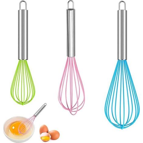 Schneebesen, 3-teiliges Silikon-Schneebesen-Set, Kugelschneebesen, Silikon-Eierquirl, Küchen-Eierquirl, Gebäck-Eierquirl, Eierquirl (1/4)