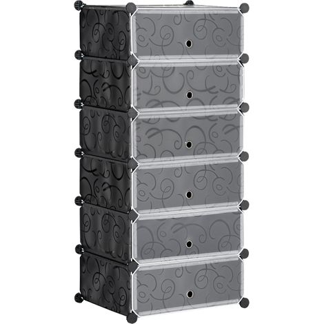 Zapatero modular DIY para 6 pares de zapatos, plástico y acero, negro, 49 x 36,5 x 108 cm, HOMVRA (1/5)