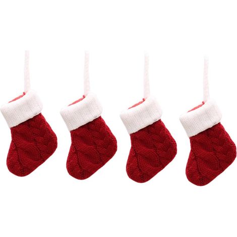 4 pochettes pour couverts de Noël : chaussettes tricotées pour fourchettes et cuillères, ensemble couverts, décoration de Noël parfaite (1/5)