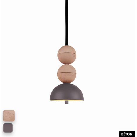 Lampe de suspension en béton - BOSFOR CONCRETE ROSE - SPARROW 2 BALLES LED 14W (1/3)