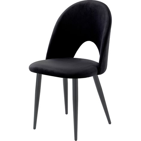 Set 4 sedie da cucina sala da pranzo design moderno in velluto Bounty - Nero