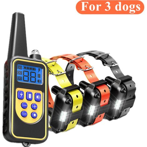 Shock Dog Collar (3 Pack) - Dog Training Collar with Remote Control, IP65 Waterproof Electronic Collar for Dog Training with Light Vibration and Buzzer for Small, Medium (1/4)