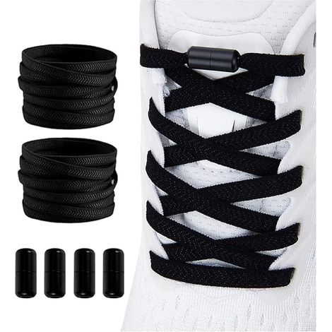 Lacets élastiques en métal, 5 paires de lacets sans cordon réglables, système de laçage rapide, convient aux coureurs, aux enfants et aux personnes âgées. (1/5)