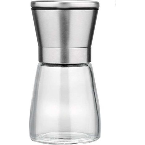 Moulin À Sel Et Poivre - Acier Inoxydable Et Verre - Réglage Continu De La Mouture - Base En Caoutchouc Antidérapante - 2 Pièces (1/5)