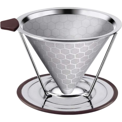 Filtre à Café en Acier Inoxydable, Dripper Réutilisable avec Support pour Méthode Pour Over (1/5)