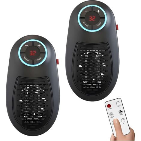 Chauffage portable en céramique à température réglable et télécommande (2 pièces) (1/4)