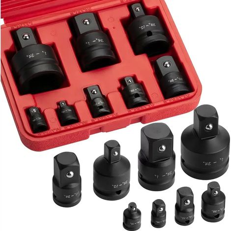 (4 pièces avec sac) Jeu d'adaptateurs pour douilles à impact professionnelles 4/6/8/10, entraînement carré 1/4, 3/8 et 1/2, avec étui (1/5)