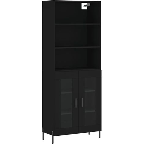 Credenza buffet cassettiera mobile contenitore organizer cucina soggiorno soggiorno alto 69,5 x 34 x 180 cm multistrato nero 020035072