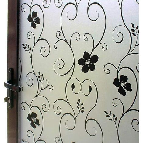 (Motivo nero, 50 cm x 100 cm) Pellicola oscurante satinata per finestre - Adesivo decorativo non adesivo - Pellicola antistatica anti-UV (1/4)