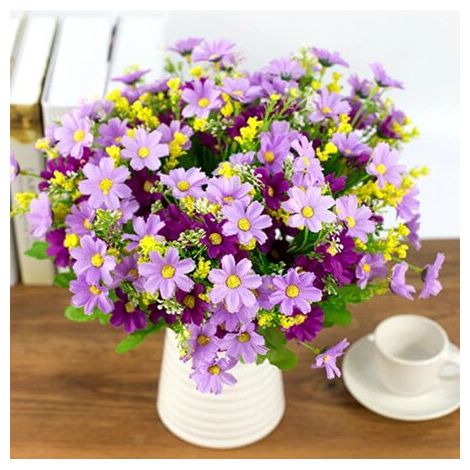 ZOELNIC 2 bouquets de 28 têtes de marguerites et de tournesols artificiels, adaptés aux décorations florales de mariage et à la décoration intérieure.