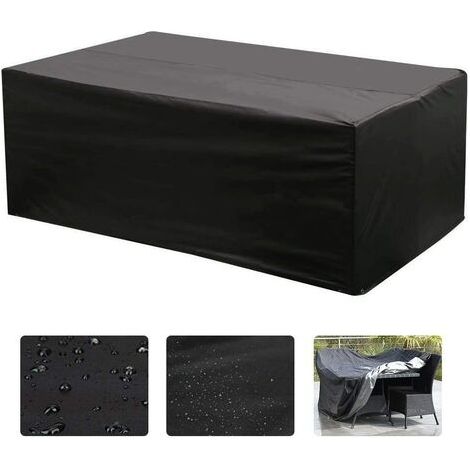 Housse de protection UV pour table rectangulaire Oxford 213 x 132 x 74 cm, idéale pour le mobilier de jardin (noir) (1/5)