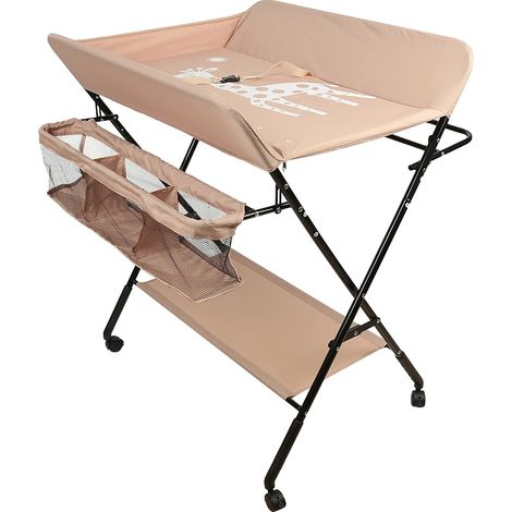 Table à langer pour bébé, design pliable, grand espace de rangement, Rose vif (1/2)