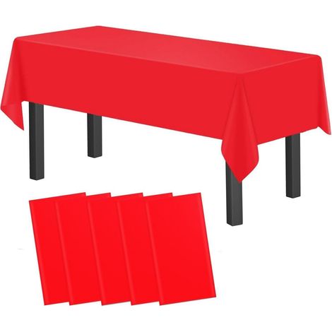 5x Einweg-Tischdecke Rot 137x274 cm Kunststoff abwaschbar für Partys