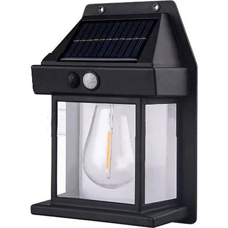 Applique Murale Solaire en Tungstène pour l'extérieur, Lumiere Solaire Exterieur, Lampe Solaire Exterieur Detecteur de Mouvement, 3 Modes Luminaire, IP65 Etanche Éclairage Mural d'extérieur (Blanc) (1/5)