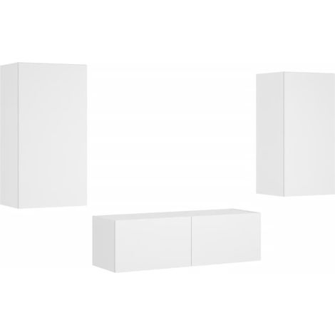 Mobile TV multimediale scaffale per televisione televisione buffet sala da pranzo soggiorno camera da letto a parete x 3 pezzi con luci LED bianche 020028195