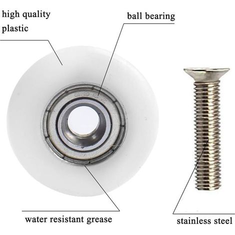 Set mit 8 Duschkabinentürrollen, 19 mm (1/3)