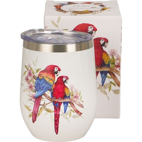 Taza térmica de acero inoxidable de 330 ml con diseño de guacamayo escarlata - Mundo de las aves / Animales (1/5)