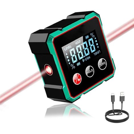 Jauge d'angle numérique magnétique à quatre ctés, niveau à bulle avec écran LCD, inclinomètre cubique avec rétroéclairage, guide d'onglet pour scies circulaires à table, outils à bois adaptés à la co (1/5)
