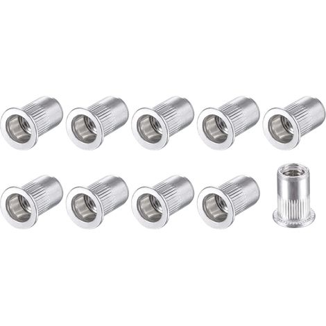Écrous Rivet M8 x25, Insert Taraudé en Alliage d'Aluminium Corps Moleté, Fixations Mécaniques pour Meubles, Teinte Argent (1/5)