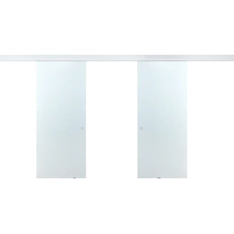 Doppia porta scorrevole - 2 x H205 x L83 cm - Vetro temperato - ALINA (1/3)