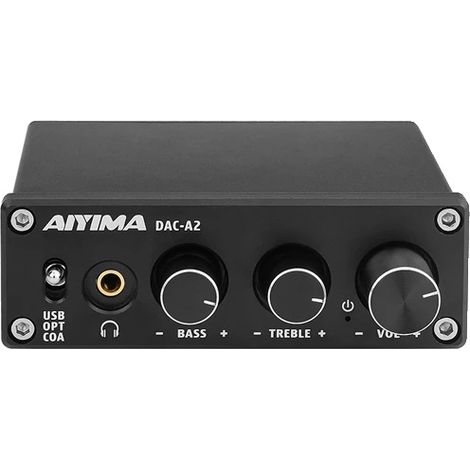 DAC de audio, mini estéreo, amplificador de auriculares, negro (1/2)