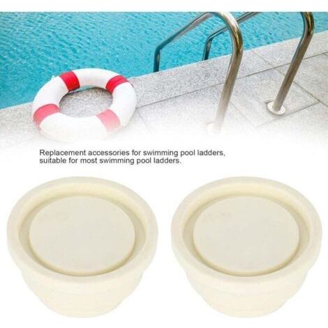 Bouchons en caoutchouc pour échelle, tampons en caoutchouc 2 pièces, pare-chocs en caoutchouc pour échelle d'escalator pour piscine d'hôtel, accessoires pour échelle de piscine (blanc) (1/3)