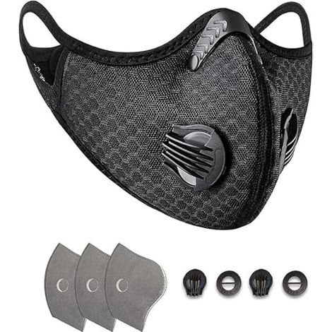 Masque de sport protection contre la poussière, le froid et la pollution avec filtre idéal pour le ski, le cyclisme, la moto, le skateboard et le roller (noir)