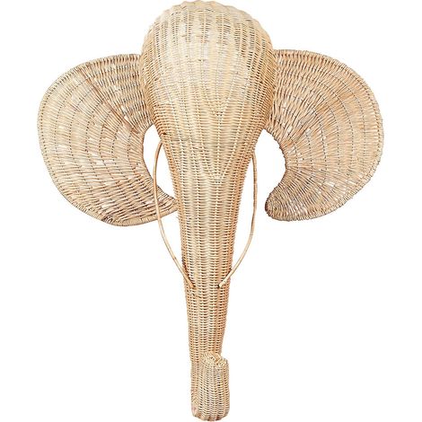 Wandobjekt Elefant GRUNEY Rattan 83 cm Naturfarben