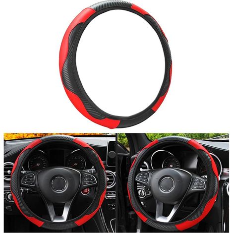 APEX Housse de volant universelle pour voiture, housse de volant antidérapante et résistante, cuir microfibre, diamètre 37-38 cm