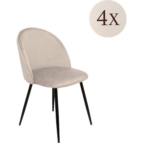 Dmora - Set di 4 sedie Stinson, Poltrona rivestita in velluto, Sedia da pranzo imbottita, Seduta per riunioni, 51x54h82 cm, Grigio chiaro
