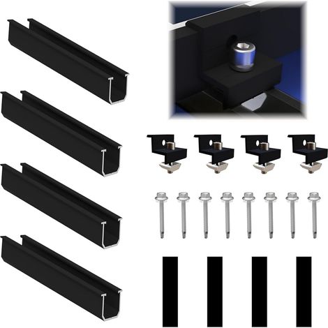 Support de Panneau Solaire, Kit de Montage Solaire, Fixation Panneau Solaire de 30 à 35 mm réglables, pour Balcon, Toit Plat ou Métallique (Pour 1X panneaux solaires) (1/5)
